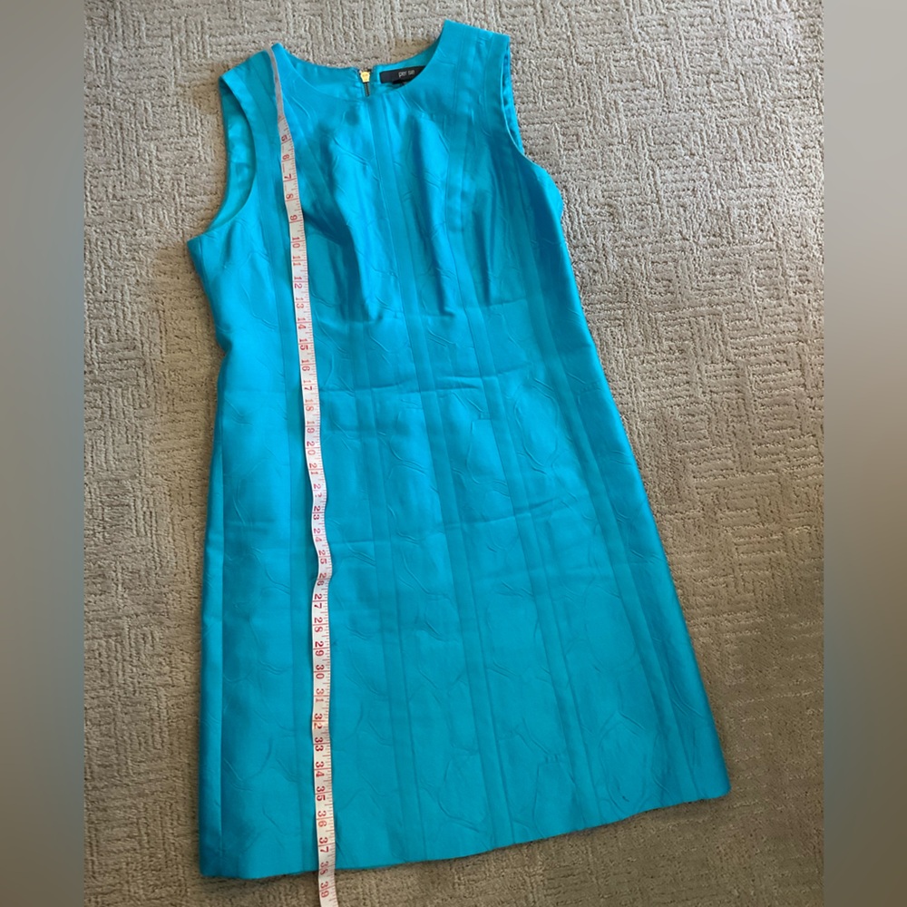 🩵 ✨ Per Se Blue Sheath Midi Dress Cotton Silk Blend 10 EUC Old Money Luxury - Picture 6 of 6